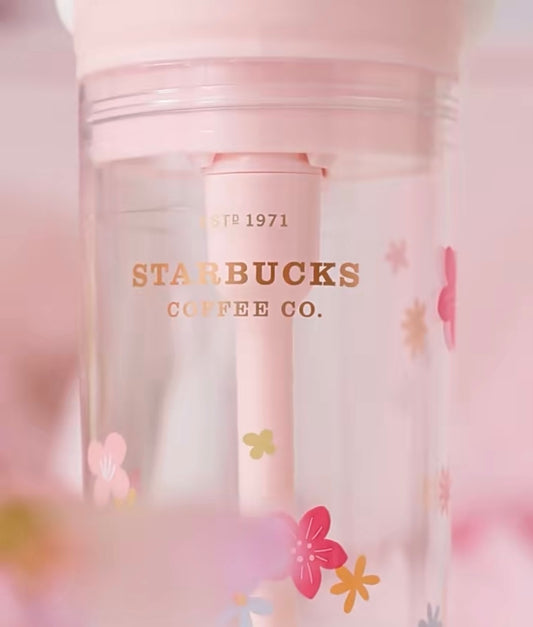 Starbucks Glass Cup Gradient Pink Sakura Tumbler Cherry Blossom