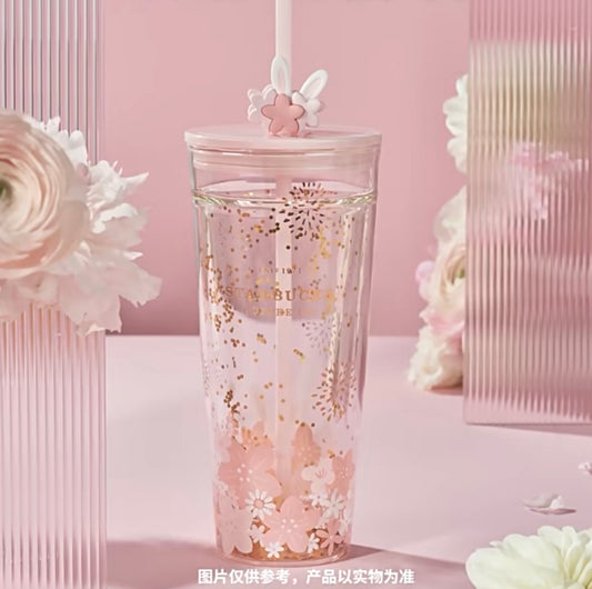 Starbucks Pink Sakura Gradient Glass Pot Kettle Coffee Pot Teapot 591ml Cup  Lid
