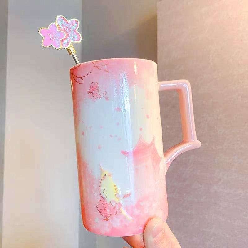 Starbucks China 2022 Sakura Season 473ml yellow bird with pink sakura –  moya529store