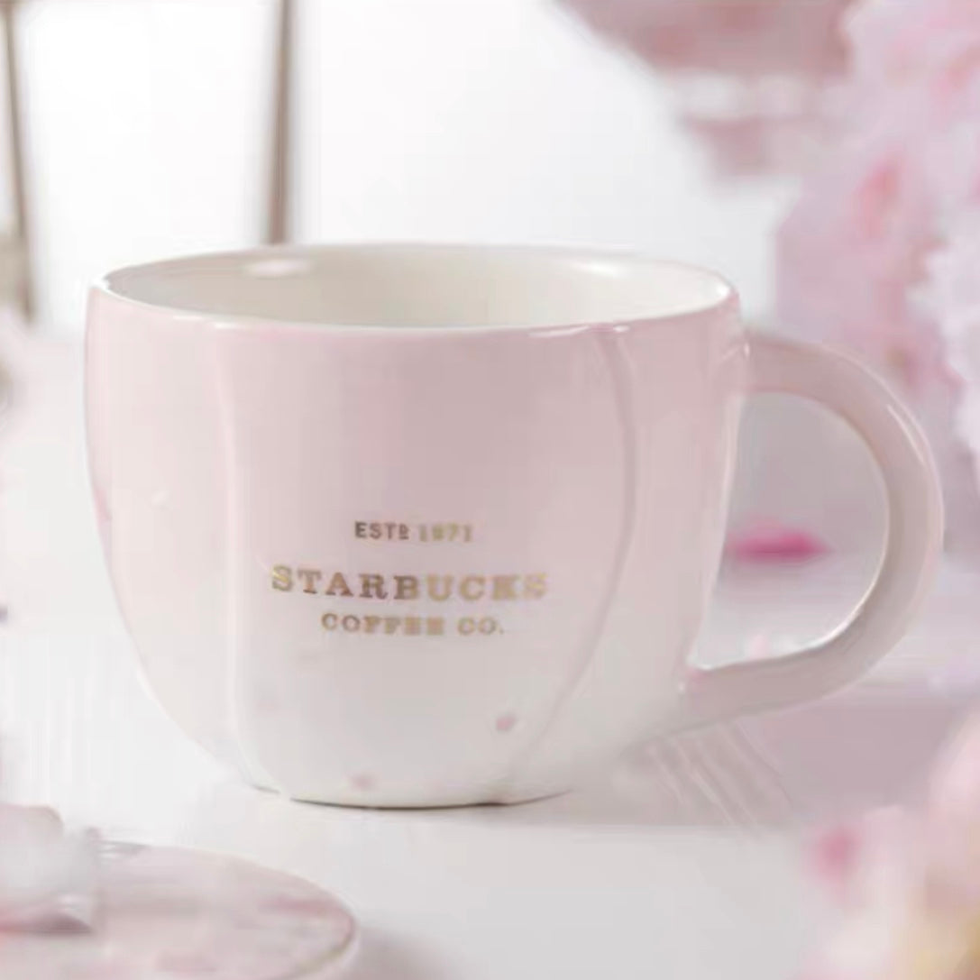 Starbucks China 2022 Sakura Season 380ml pink ceramics mug with sakura ceramics cover