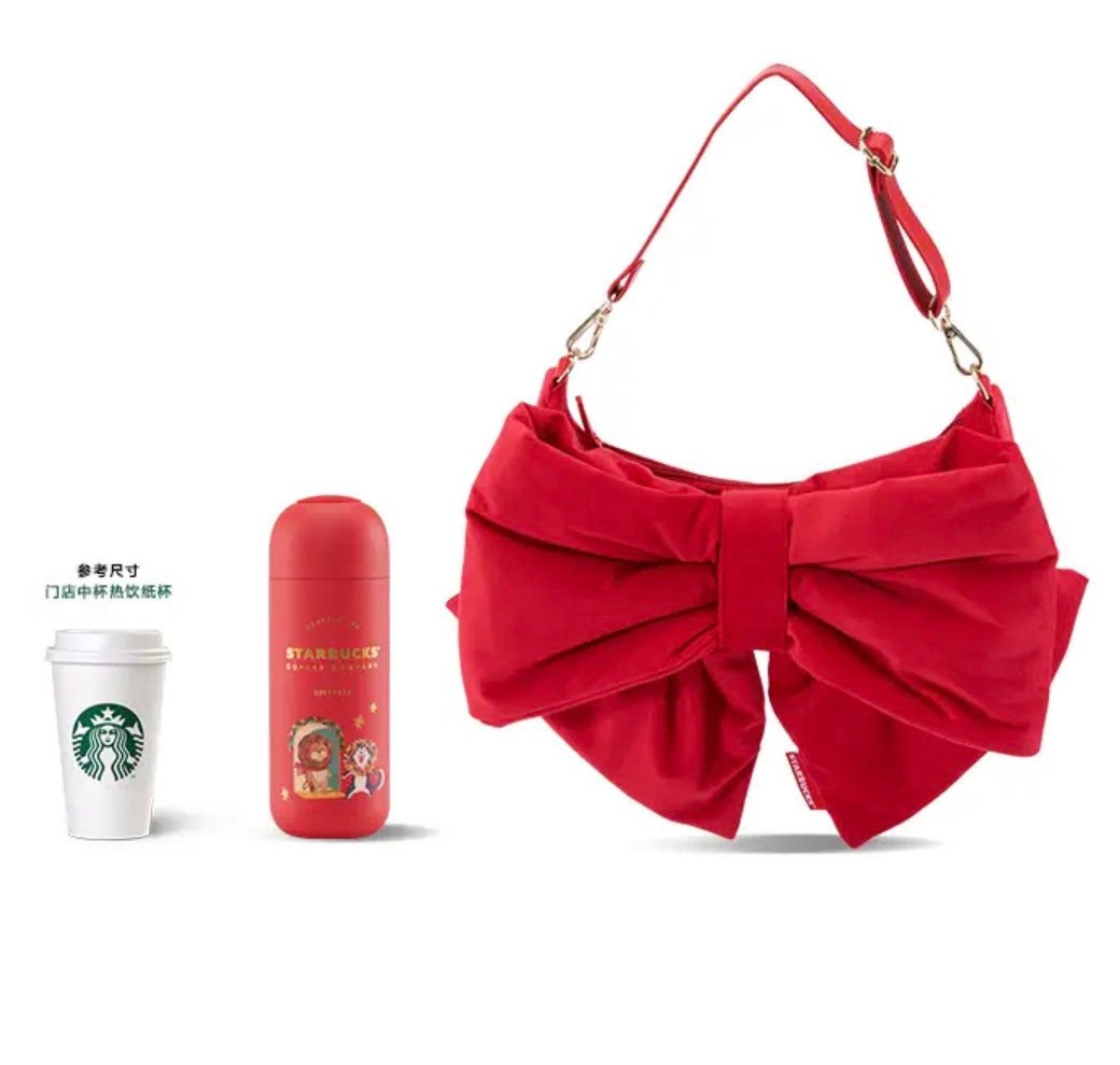 Starbucks China 360ml 2021 Christmas red lion vacuum cup with red bow handbag