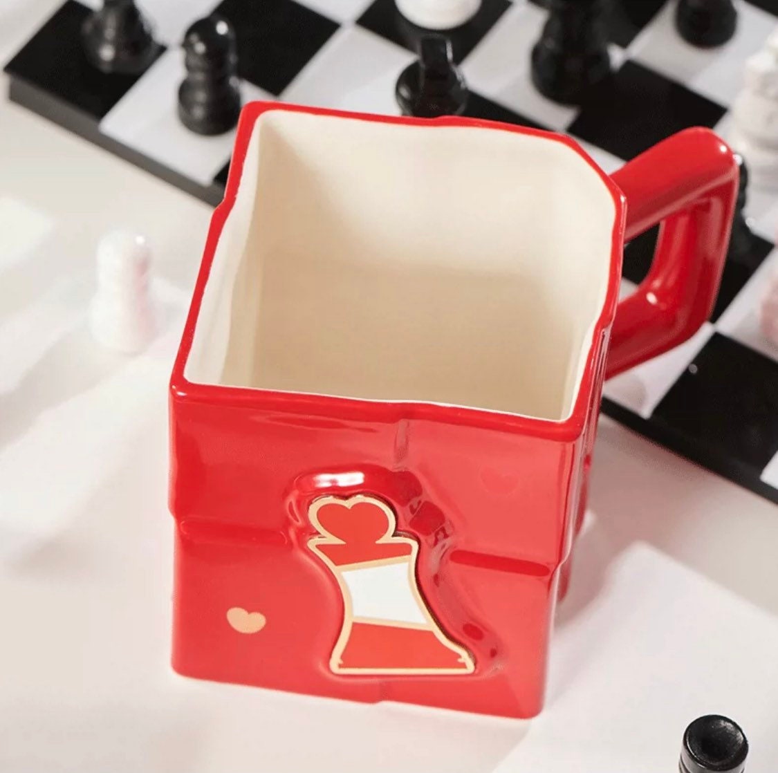 Starbucks China 414ml Valentine‘s Day chess series red&black chess checkerboard stamp ceramics mug